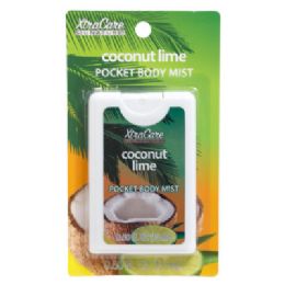 24 Bulk Body Mist .5oz Pocket Coconut Lime 4-6pc Display Box