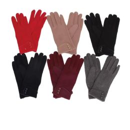 36 Bulk Ladie's Touchscreen Compatible Cotton Glove With Button
