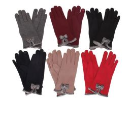 36 Bulk Ladies Touchscreen Compatible Cotton Glove With Button