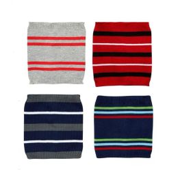 96 Bulk Assorted Stripes Knitted Neck Warmers Set For Boys