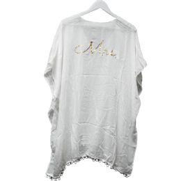 24 Bulk White Beach CoveR-Up With Gold Foil "mrs." And Pom Pom Hem