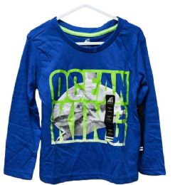 24 Bulk Boys' Royal Blue "ocean King" Shark Graphic Long Sleeve T-Shirt Size 4-7