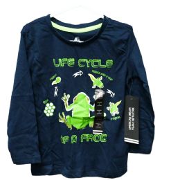24 Bulk Kids' Long Sleeve "life Cycle Of A Frog" Graphic T-Shirt Size 4-7
