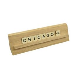 24 Bulk 8x2 Chicago Print Puzzle Piece Wedge Wood Stand Tabletop