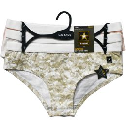 36 Bulk Military Theme 3-Pc Hipster Panties With White Waistband Medium