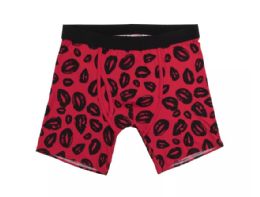 24 Bulk Men's Red And Black Lip Print Boxer Briefs