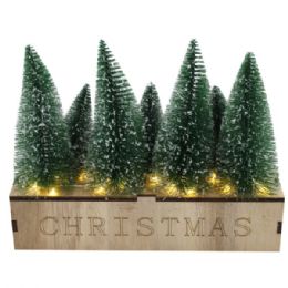 3 Bulk Traditional Bottle Brush Light Up Christmas Trees