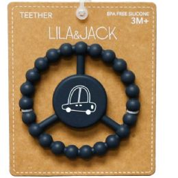 100 Bulk Navy Silicone Peace Teether With Car Print