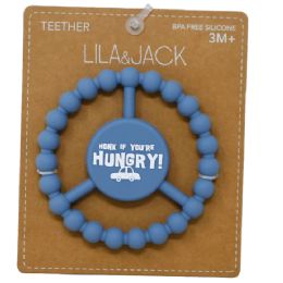 100 Bulk Dusty Blue Silicone Peace Teether With "honk If You're Hungry" Text