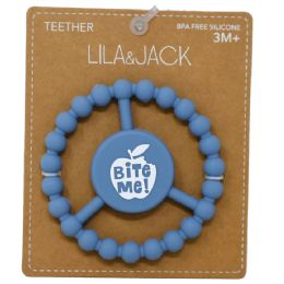 100 Bulk Dusty Blue Silicone Peace Teether With "bite Me!" Text
