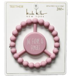 100 Bulk Rose Silicone Peace Teether With "the Future Is Female" Print