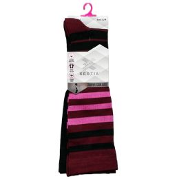 60 Bulk 2pk S/m Ladies Fashion Black Pattern Compression Socks