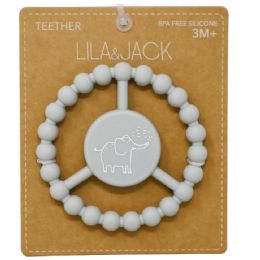100 Bulk Gray Silicone Peace Teether With Elephant Print
