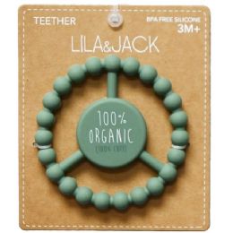 100 Bulk Hunter Green Silicone Peace Teether With "100% Organic" Text