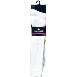 60 Bulk 2pk Wht Girls Details Cable Knit Knee Socks Size 6-8