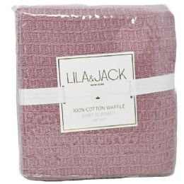 48 Bulk Mauve Cotton Waffle Blanket 30x40