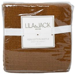48 Bulk Cinnamon Cotton Waffle Blanket 30x40