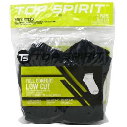 30 Bulk 5pk Small Black Full Cushioned Low Cut Socks