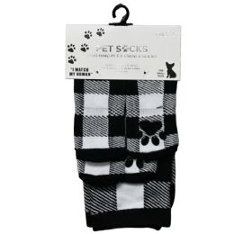 36 Bulk 2pk Pet And People Black Plaids Matching Socks Sets