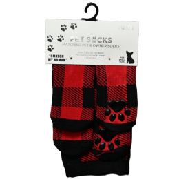 36 Bulk 1 Pair Red Plaid Socks