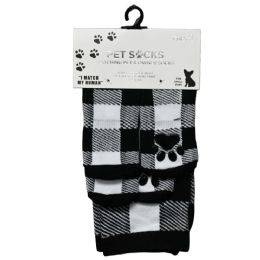 36 Bulk 1 Pair Black Plaid Socks