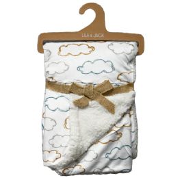 48 Bulk Cloud Printed Mink & Solid Sherpa Blanket