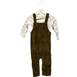 48 Bulk 2-Piece Bear Brown Ribbed Overall Set