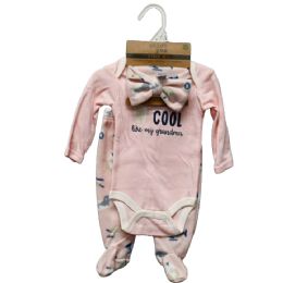 48 Bulk 3-Piece Bear Pink Footed Pant Set
