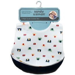 48 Bulk 2-Piece Elephant Bibs Set (crumb Catcher)
