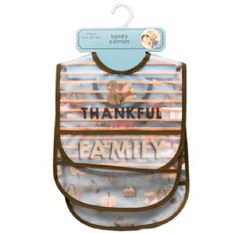 48 Bulk 3-Piece "thankful" Peva Bibs Set (wipeable)