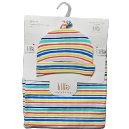 48 Bulk Dinosaur Stripe Swaddle Blanket & Hat Set (30-Inchx40-Inch, 0-6m)
