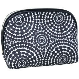 40 Bulk Black And White Geometric Print Dome Cosmetic Bag