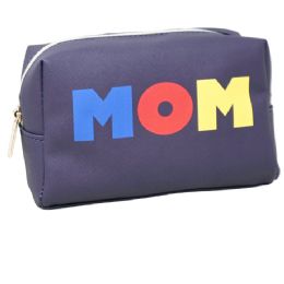 40 Bulk Large Rectangular Printed Cosmetic Bag - "mom" Text