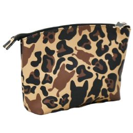 40 Bulk Small French Bulldog & Leopard Print Zip Cosmetic Bag