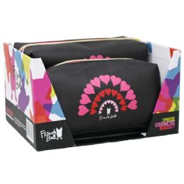 20 Bulk 2-Piece Heart Print Cosmetic Bag Set - Black