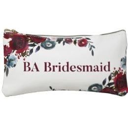 72 Bulk White Pu Cosmetic Bag - Bridesmaid (red Floral)