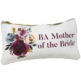 72 Bulk White Pu Cosmetic Bag - Mother Of The Bride (red Floral)