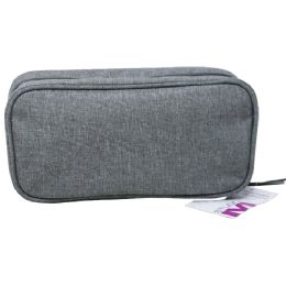 24 Bulk Grey Linen ZiP-Around Cosmetic Bag