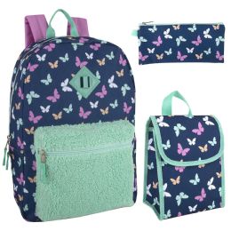 24 Bulk 17-inch Girls' Butterflies/Taffy/Ice Green Backpack
