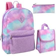 24 Bulk 17-inch Girls' Tie-Dye Princess Backpack (Pink/Lavender)