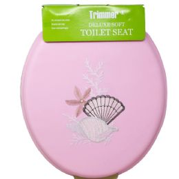 6 Bulk Pink Embroidered Soft Toilet Seat