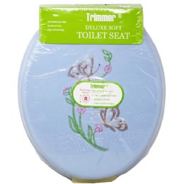 6 Bulk Sky Blue Embroidered Soft Toilet Seat