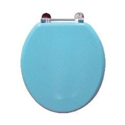 6 Bulk Light Blue Premium MDF Toilet Seat With Metal Hinges