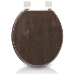6 Bulk Elongated Molded Wood Toilet Seat - Deep Wood Finish
