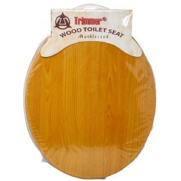 6 Bulk Mdf Solid Molded Wood Toilet Seat - Light Wood Grain Finish