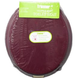 6 Bulk Solid Soft Heavy-Duty Toilet Seat with Plastic Hinges - Burgundy