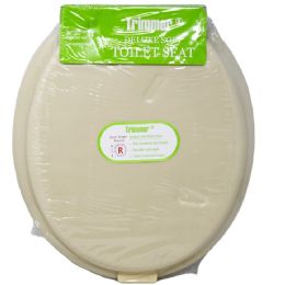 6 Bulk Solid Soft HeavY-Duty Toilet Seat With Plastic Hinges - Bone