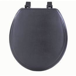 6 Bulk Solid Soft Heavy-Duty Toilet Seat with Plastic Hinges - Black