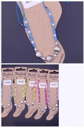 72 Bulk Seashell Beaded Anklets - Assorted