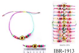 72 Bulk Multicolor Avocado Pendant Bracelets - Assorted